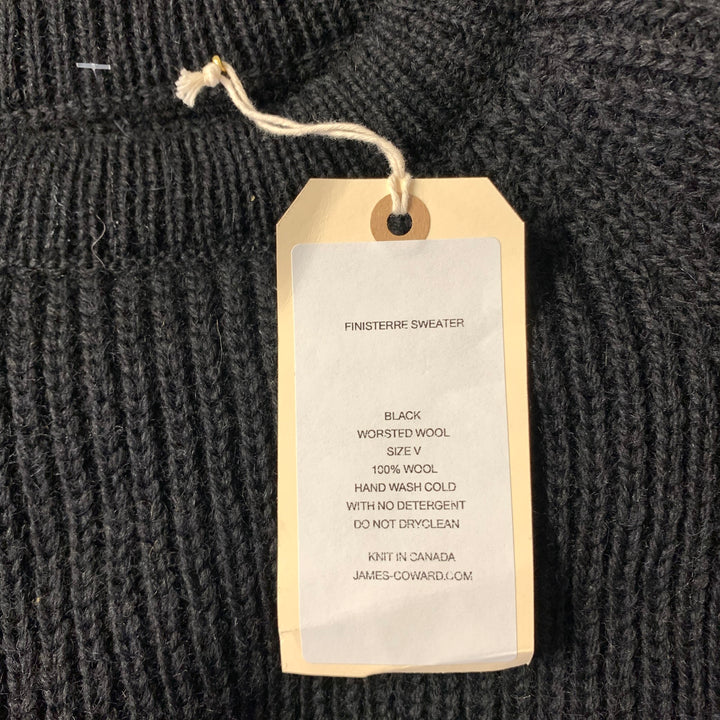 JAMES COWARD Size XL Black Ribbed Wool Raglan Sweater