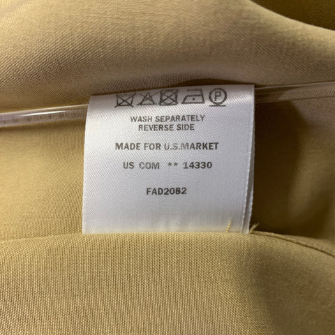 LORO PIANA Size L Camel Silk Spread Collar Long Sleeve Shirt