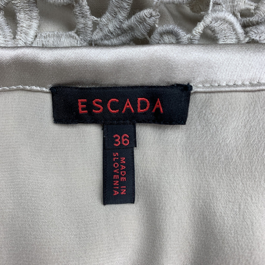 ESCADA Taille 8 Jupe trapèze en laine mélangée taupe en dentelle