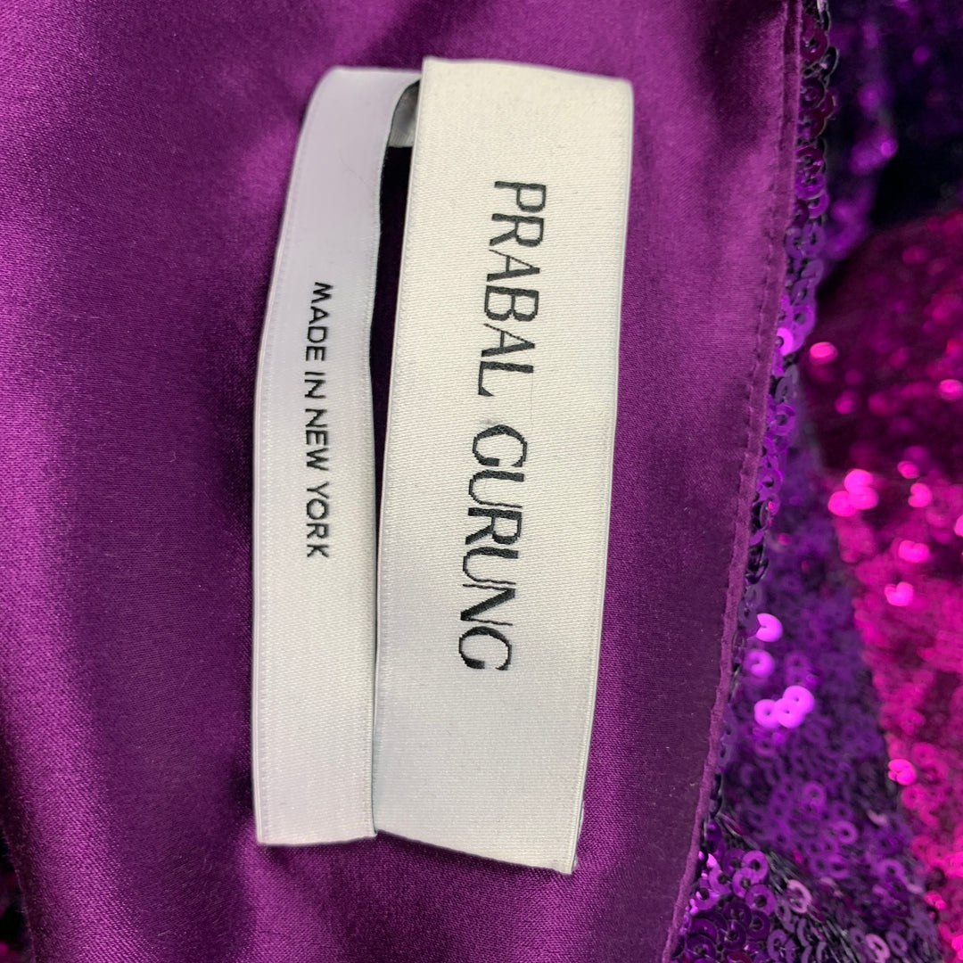 PRABAL GURUNG Size 6 Purple Fuchsia Polyester Sequined Sleeveless Dress