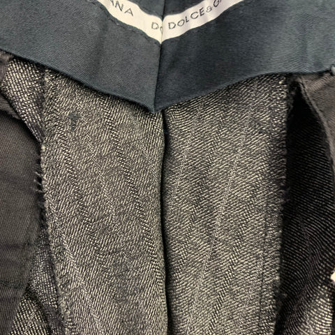 DOLCE & GABBANA Size 34 Grey Charcoal Heather Virgin Wool Flat Front Dress Pants