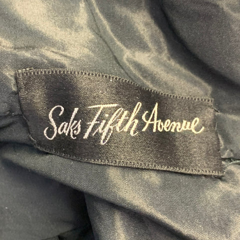 SAKS FIFTH AVENUE Size S Black Polyester Textured Ostrich Fringed Cocktail Dress