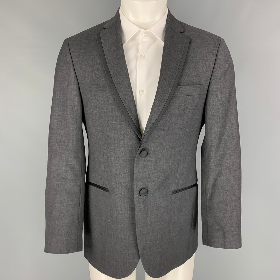 BLACK by VERA WANG Size 38 Grey Black Wool Notch Lapel Tuxedo Sport Coat