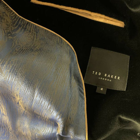 TED BAKER Chest Size 42 Black Velvet Cotton Notch Lapel Sport Coat