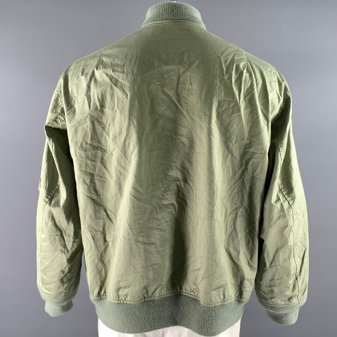 BEAMS PLUS Size XL Green Sage Cotton Bomber Jacket