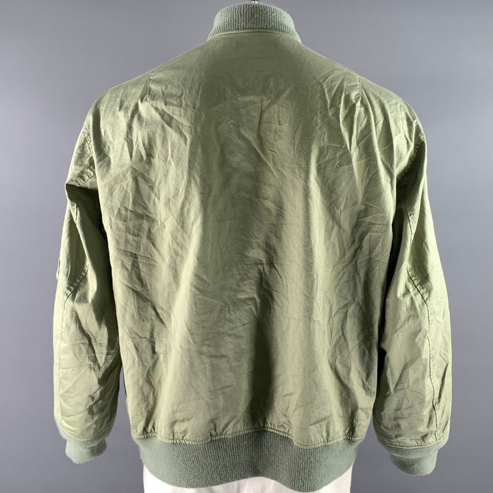 BEAMS PLUS Size XL Green Sage Cotton Bomber Jacket