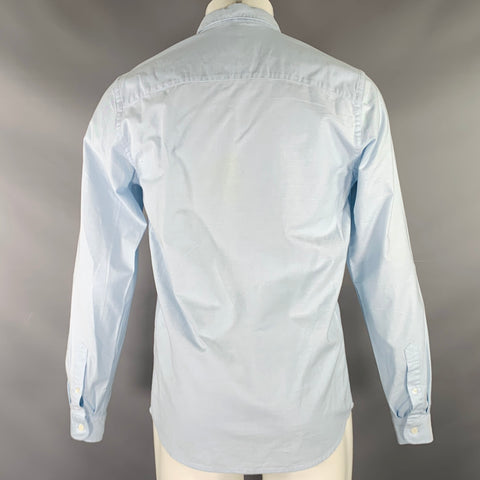 AMI by ALEXANDRE MATTIUSSI Size S Light Blue Red Patch Cotton Long Sleeve Shirt