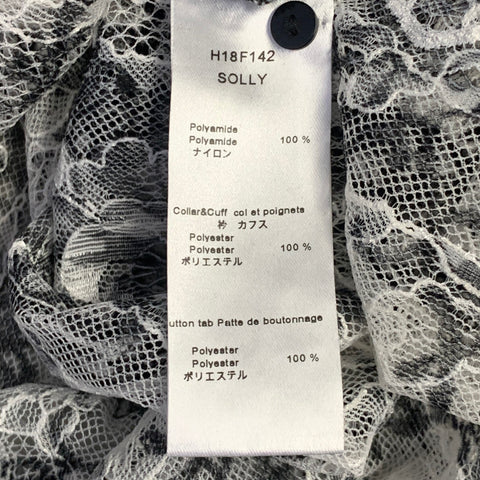 ANNE FONTAINE Size XL Solly White Black Polyamide Lace Burnout Contrast Trim Blouse