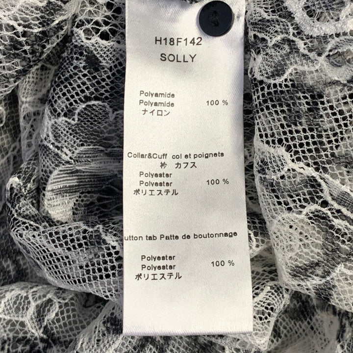 ANNE FONTAINE Size XL Solly White Black Polyamide Lace Burnout Contrast Trim Blouse