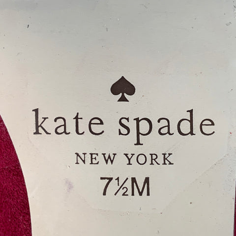KATE SPADE Size 7.5 Burgundy Suede Floral Applique Kitten Heel Pumps