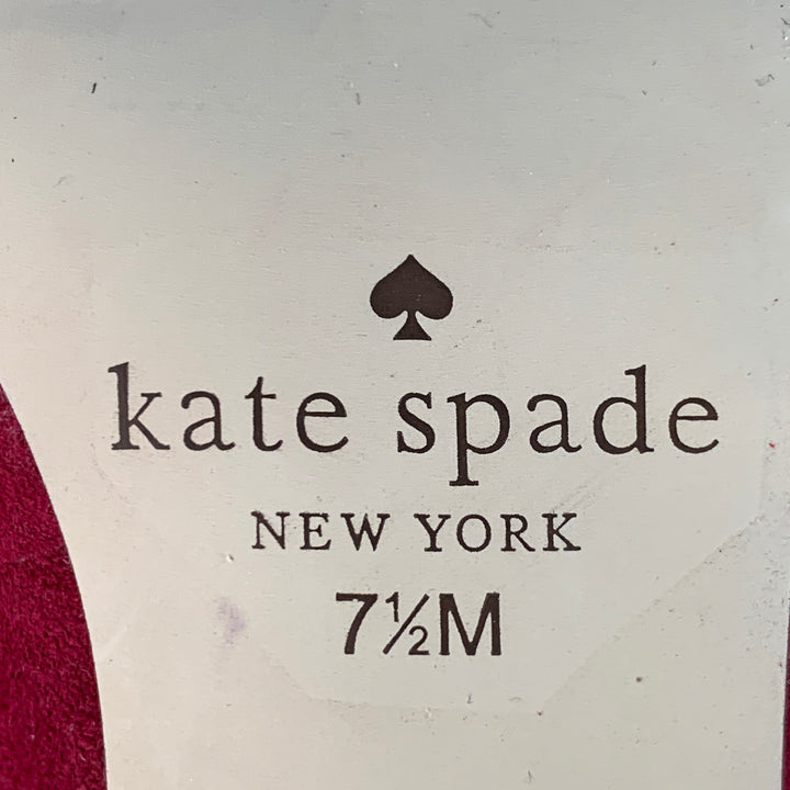KATE SPADE Size 7.5 Burgundy Suede Floral Applique Kitten Heel Pumps