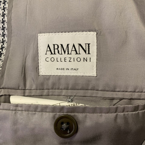ARMANI COLLEZIONI Size 42 Grey Houndstooth Wool Blend Sport Coat