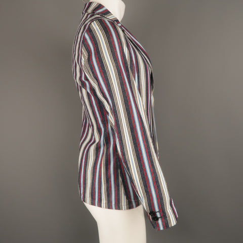The Stylist Japan Size XS Red White & Blue Stripe Cotton Notch Lapel Sport Coat