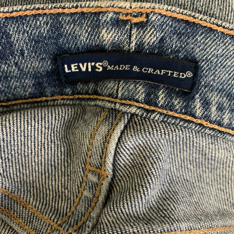 LEVI'S Size 32 Navy Light Blue Patchwork Cotton Straight Jeans