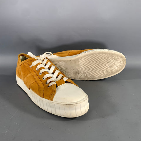 PRIMURY Size 10 Yellow Gold Solid Suede Low Top Sneakers