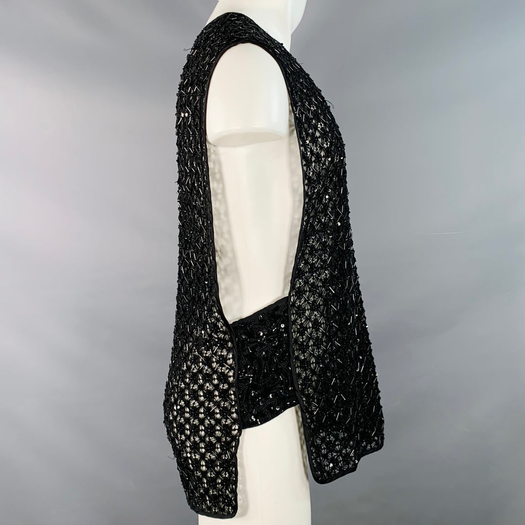 DRIES VAN NOTEN Size M Black Beaded Cotton Snaps Vest