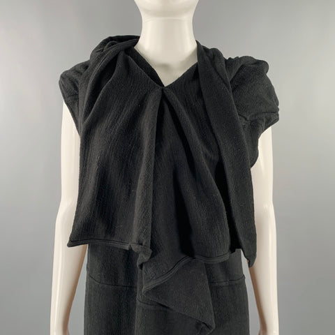 DRKSHDW Size S Black Cotton Draped Sleeveless Dress