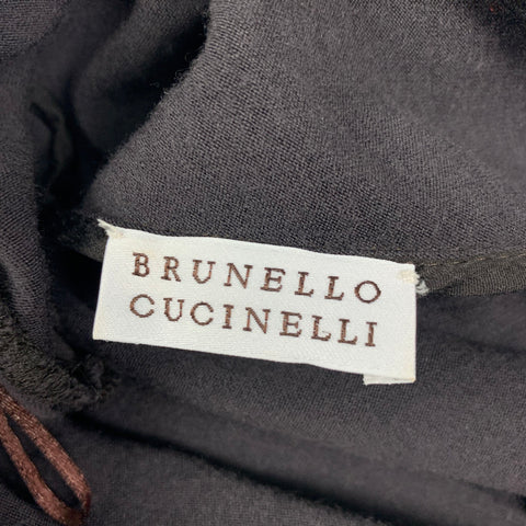 BRUNELLO CUCINELLI Talla 6 Vestido de manga larga azul marino topo