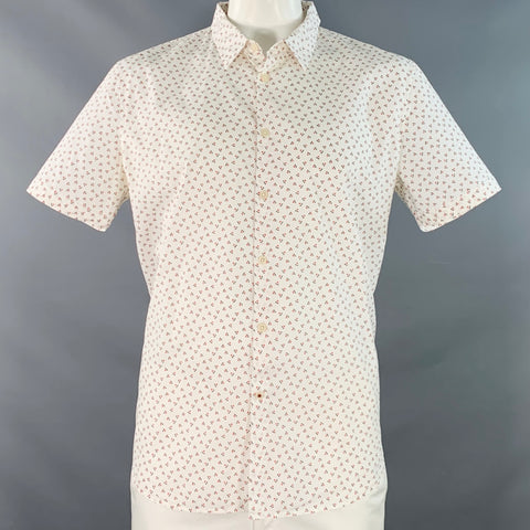JOHN VARVATOS * U.S.A. Size XL White Black Red Graphic Short Sleeve Shirt