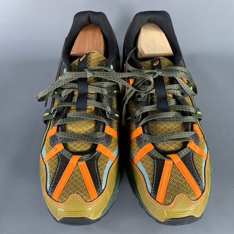 ASICS Size 11.5 Khaki Orange Mixed Materials Nylon Sneakers