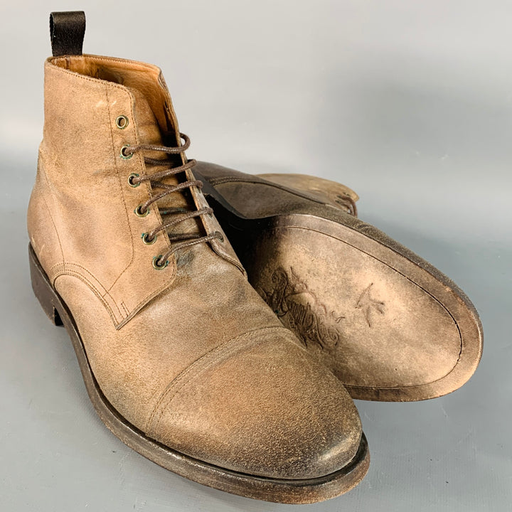 PAUL SMITH Size 9 Brown Antique Leather Cap Toe Lace-Up Boots