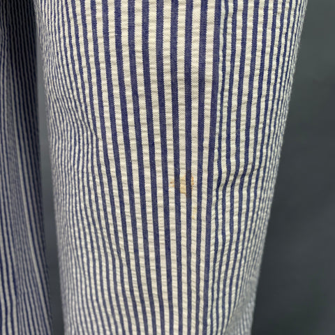 NEIMAN MARCUS Size 40 Blue White Stripe Seersucker Notch Lapel Suit