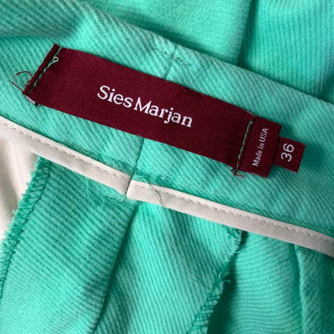 SIES MARJAN Size 36 Green Mint Twill Cotton Velvet Straight Casual Pants