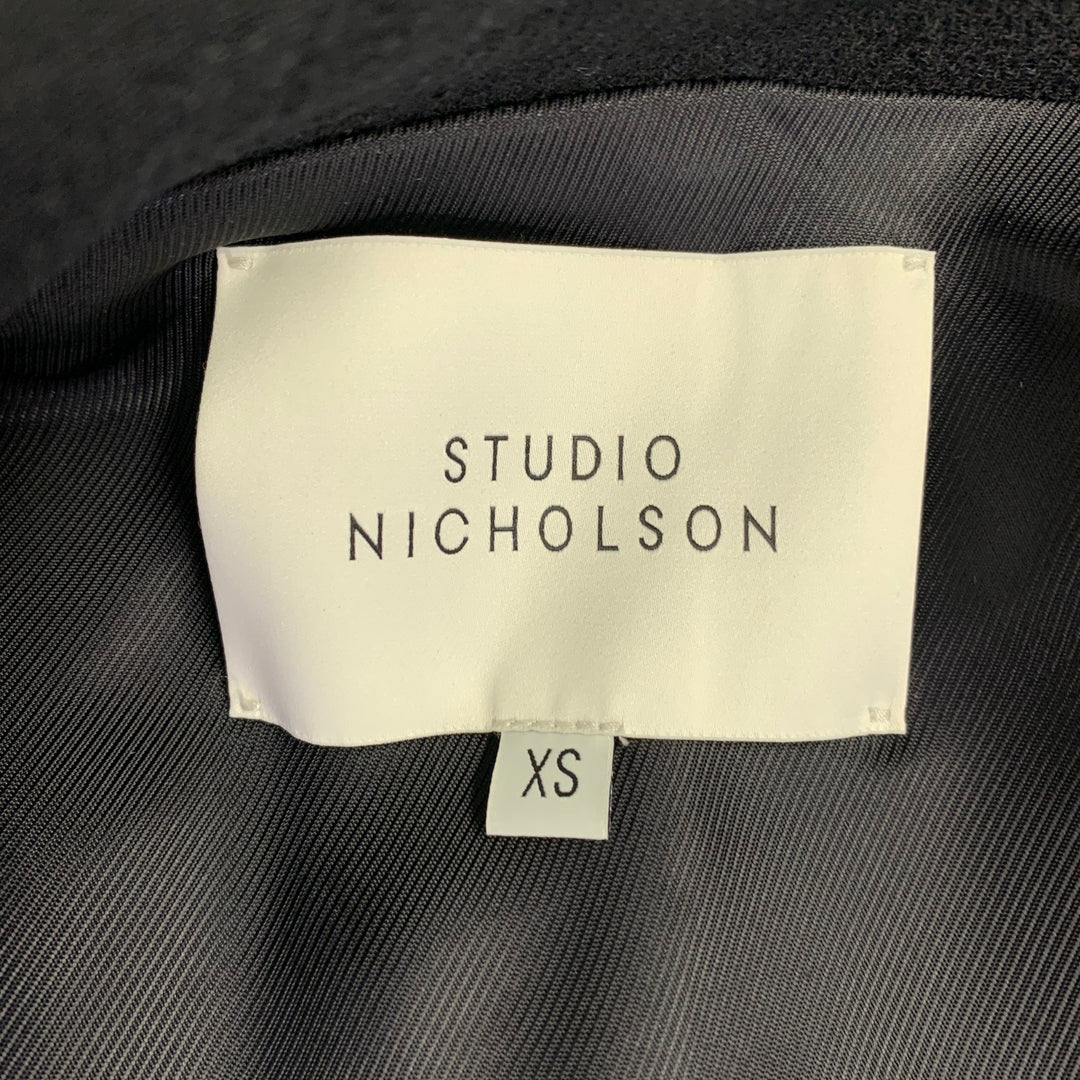 STUDIO NICHOLSON Size XS Mizumi Black Crepe Virgin Wool Blend Oversized Jacket