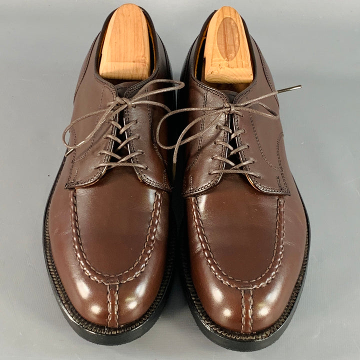 ALDEN Size 6.5 Norwegian HS Blucher Brown Calfskin Leather Split Toe Lace-Up Shoes