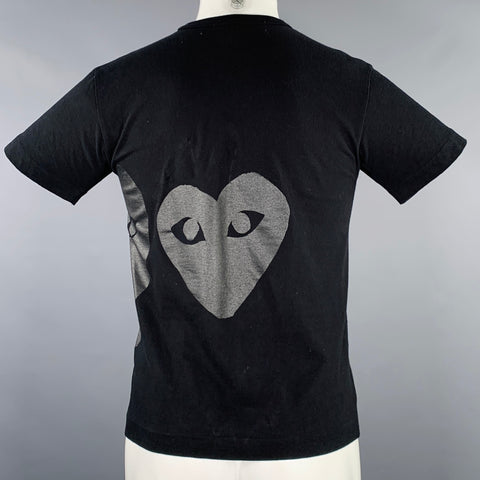 COMME des GARCONS Size S Black Hearts Print Crew Neck T-shirt