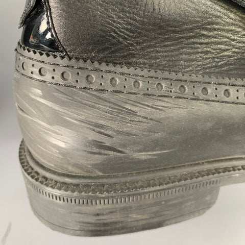 VIVIENNE WESTWOOD Size 12 Black Dark Grey Perforated Rubber Ankle Strap Boots