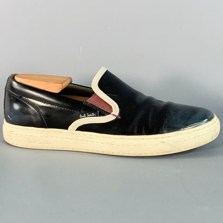 PAUL SMITH JEANS Size 8 Purple Cream Contrast Trim Leather Slip On Sneakers