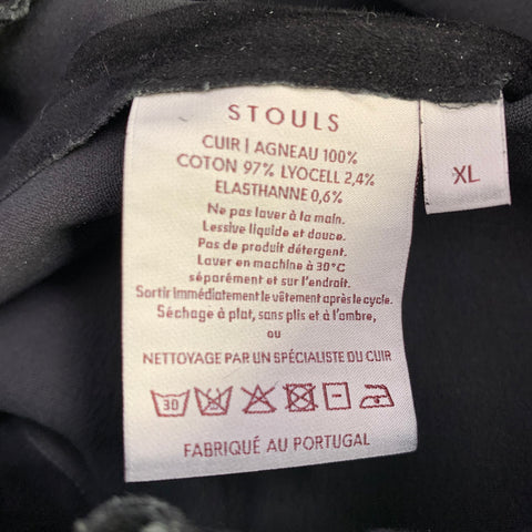STOULS Size XL Black Lambskin Elastic Waistband Dress Pants