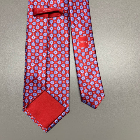 BRIONI Red Purple Floral Silk Tie