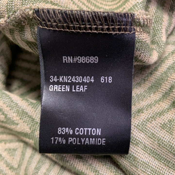 TODD SNYDER Size XL Green Taupe Triangle Cotton Blend Short Sleeve Shirt