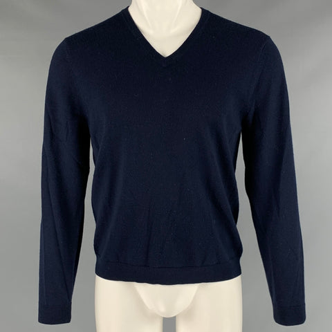 BROOKS BROTHERS Taille M Pull à col en V en laine mérinos marine