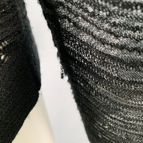 ESCADA Taille M Pull en mélange de laine noire à rayures texturées et col rond