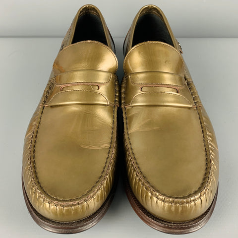 DOLCE & GABBANA Size 8 Green Patent Leather Penny Loafers