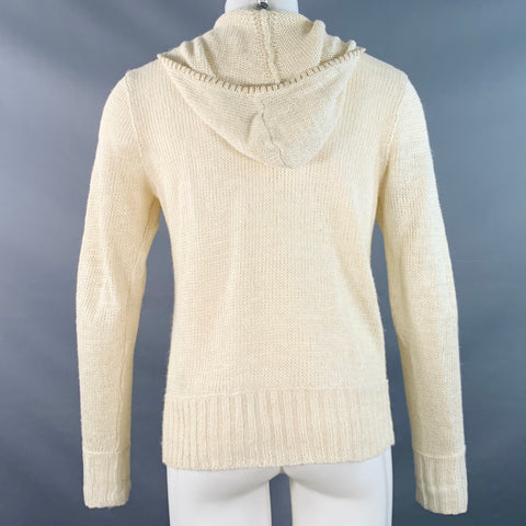 JOHN VARVATOS Size M Beige Knit Linen Hooded Cardigan