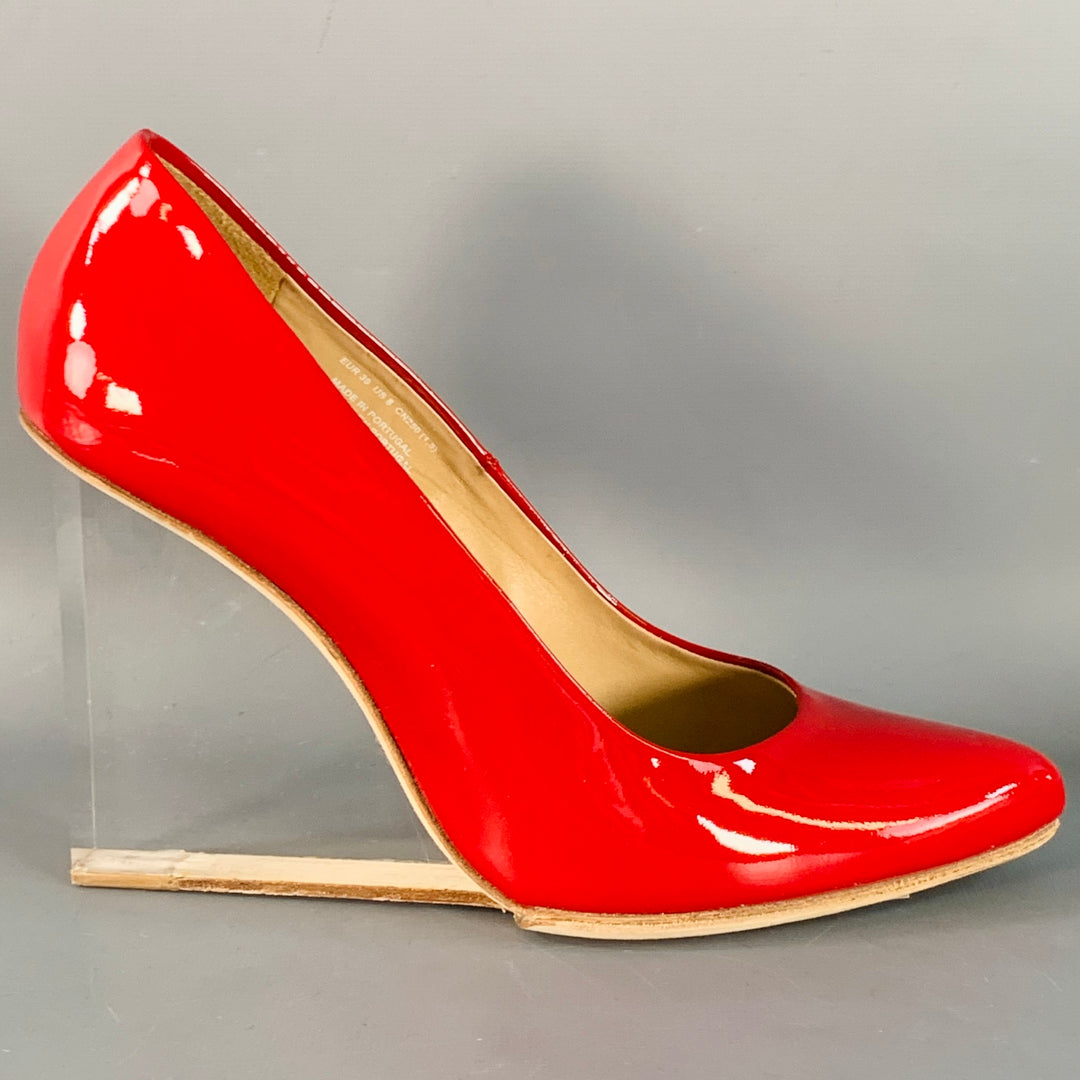 MAISON MARGIELA x H&M Size 9 Red Transparent Patent Leather Wedge Heels Pumps