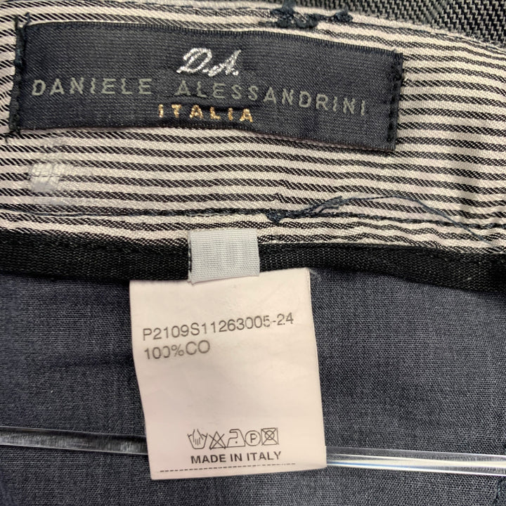 DANIELE ALESSANDRINI Size 34 Grey Twill Cotton Flat Front Dress Pants