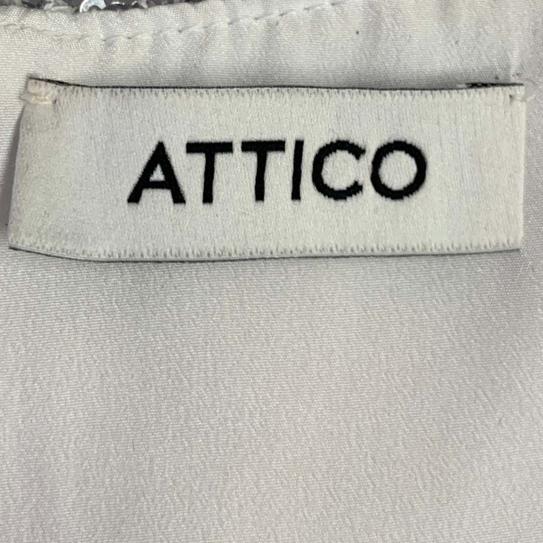 ATTICO Size 6 Silver Polyamide Sequined Strapless Dress Top