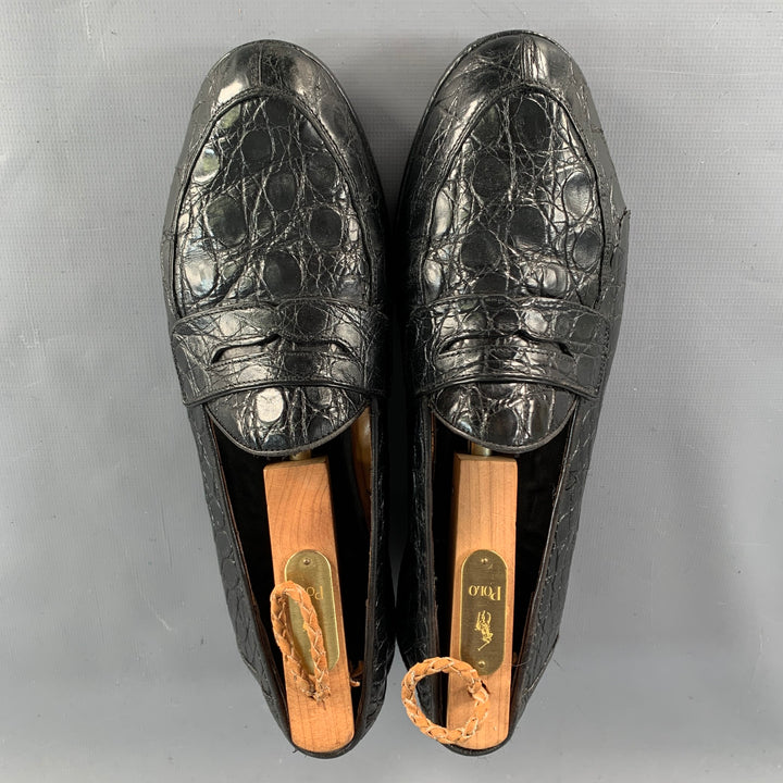 RALPH LAUREN Vintage Size 6 Black Alligator Leather Penny Loafers Flats