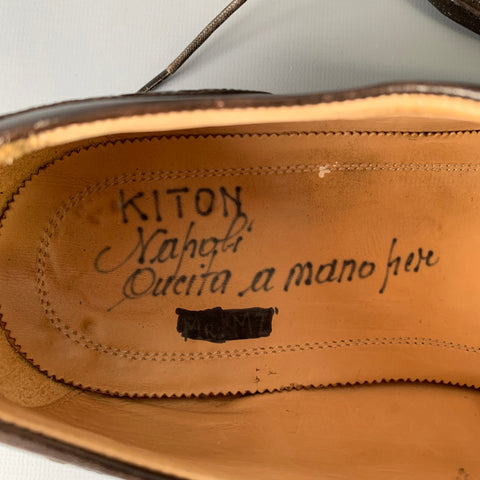 KITON Size 8.5 Brown Leather Oxford Lace-Up Shoes