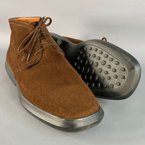 TOD'S Size 7.5 Brown Suede Ankle Lace-Up Chukka Boots