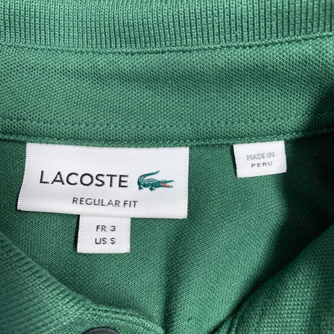 LACOSTE Size S Green Embroidery Cotton Blend Short Sleeve Polo