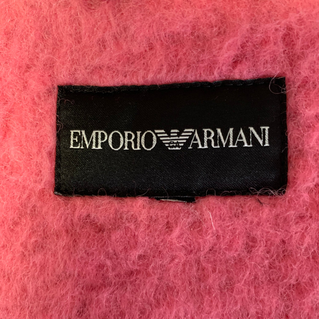 EMPORIO ARMANI Size XS Pink Wool  Polyester Textured Notch Lapel Coat