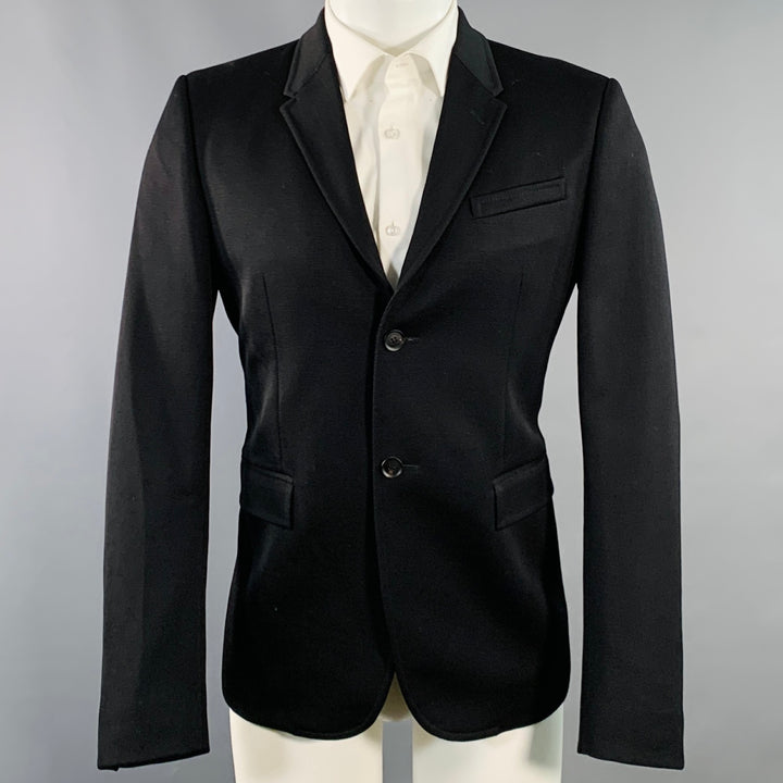 BURBERRY PRORSUM Size 40 Black Wool Twill Notch Lapel Sport Coat