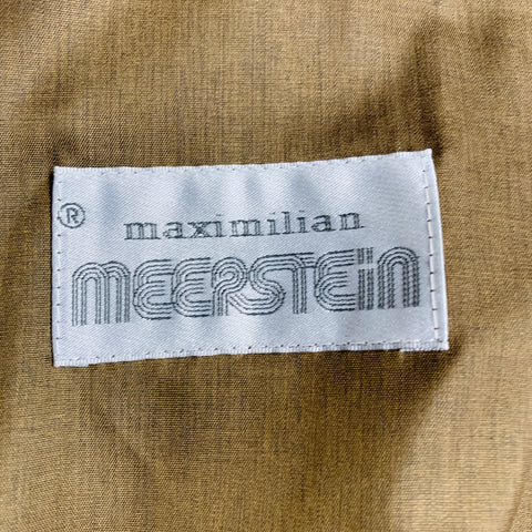 MAXIMILIAN MEERSTEIN Size 8 Brown Gold Silk Fur Trim Belted Coat