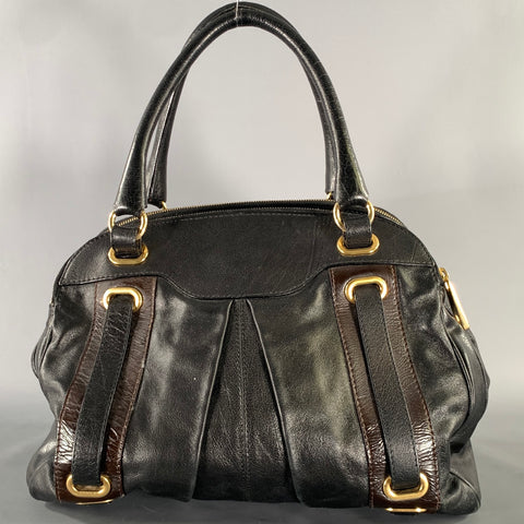 MARC JACOBS Black Brown Leather Satchel top Handles Handbag